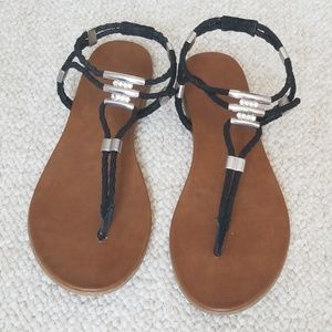 Madden Girl Black Rope Sandals Size: 9
